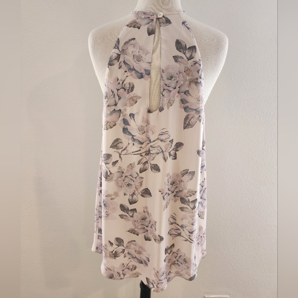 Show Me Your MuMu Gomez Mini Floral Halter Dress - Cream and Light Purple Small - Picture 4 of 5